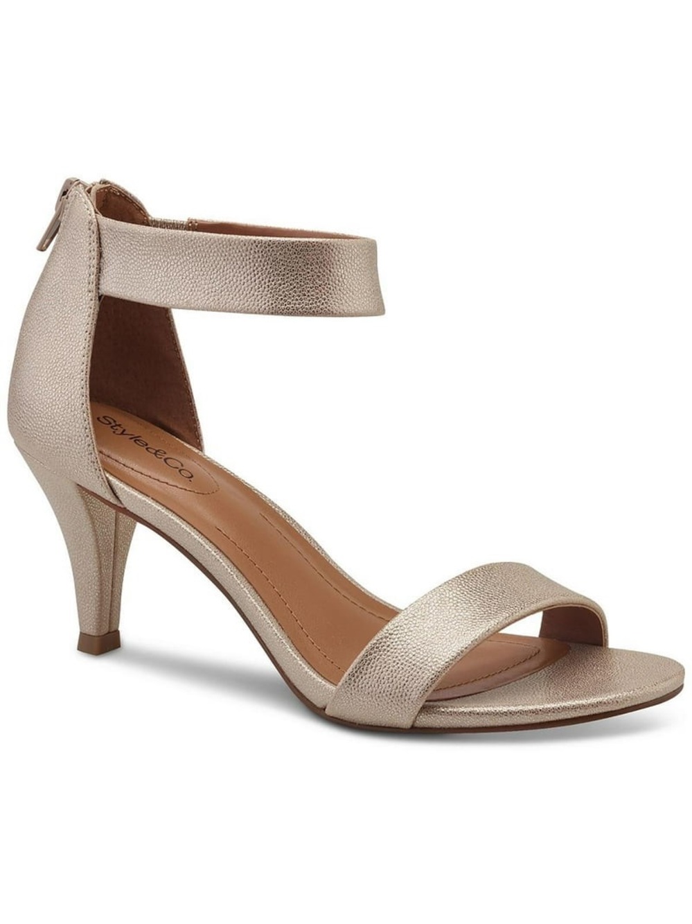Style & Co Metallic Two-Piece Dress Heels Sandals in Platino NIB Sizes 10.5 & 11